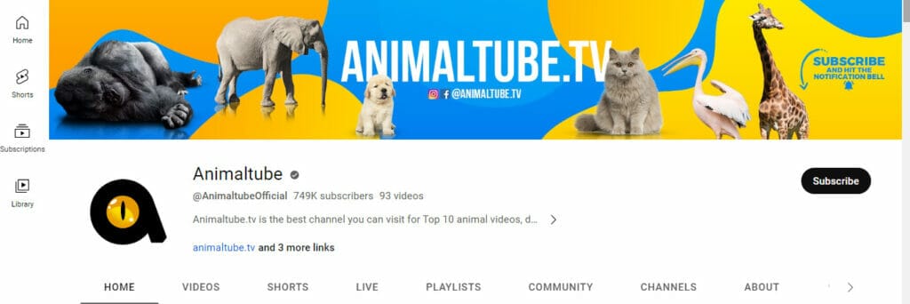 Screenshot of Animaltube Youtube automation channel