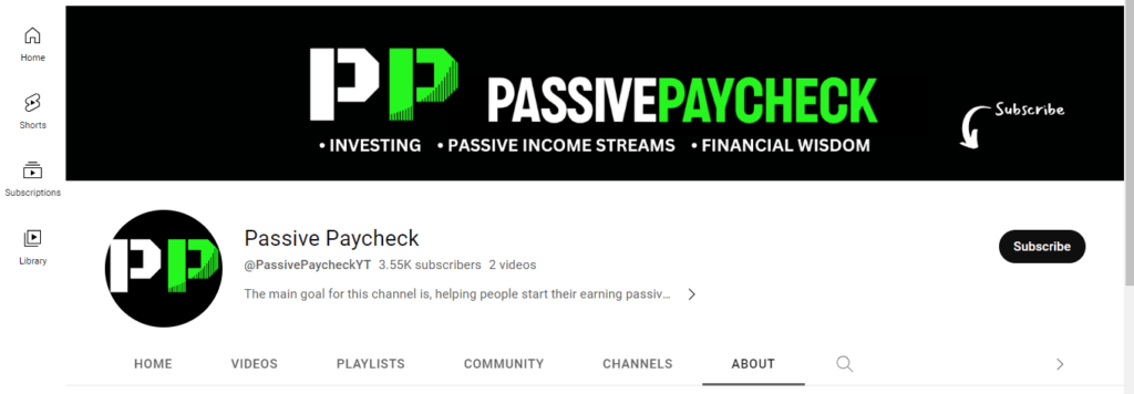 Screenshot of Passive paycheck YouTube automation channel