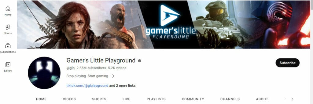 Screenshot of Gamer's little playground YT channel