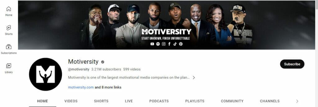 Screenshot of Motiversity YT automation channel